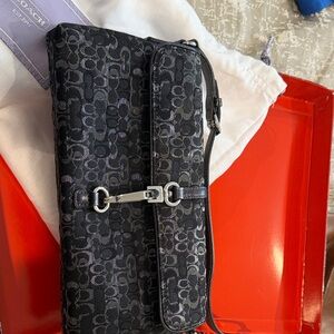 Coach Black and Gray Signature Men's Wallet